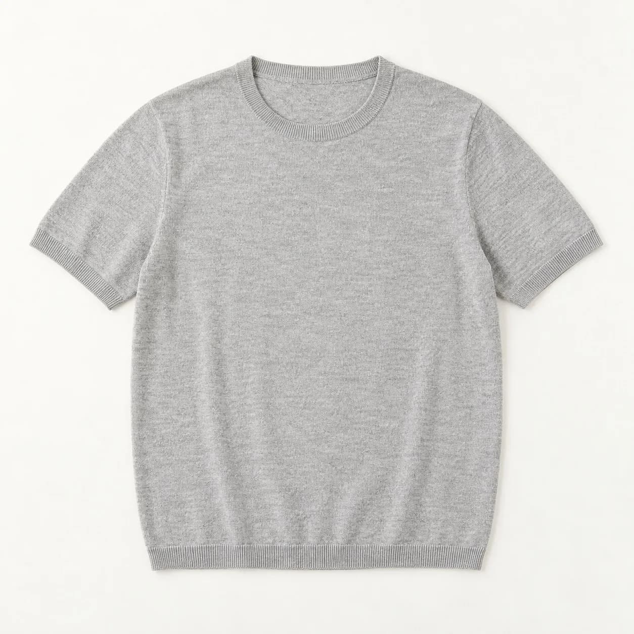 Men's Cotton-Linen Fine-Knit Crew Tee - front reference (AI development concept)