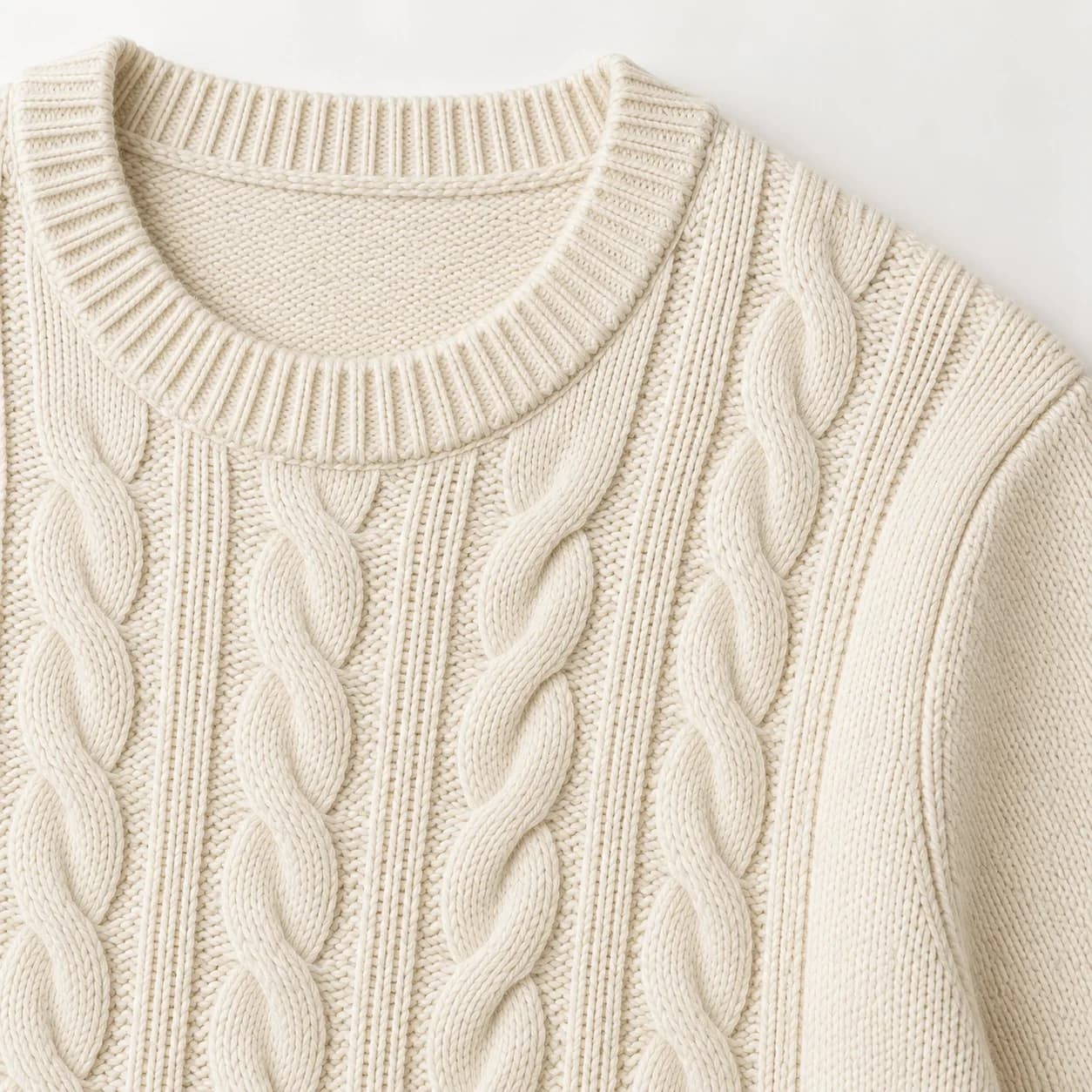 Mens Lightweight Cotton Cable Crew - trim reference (AI development concept)