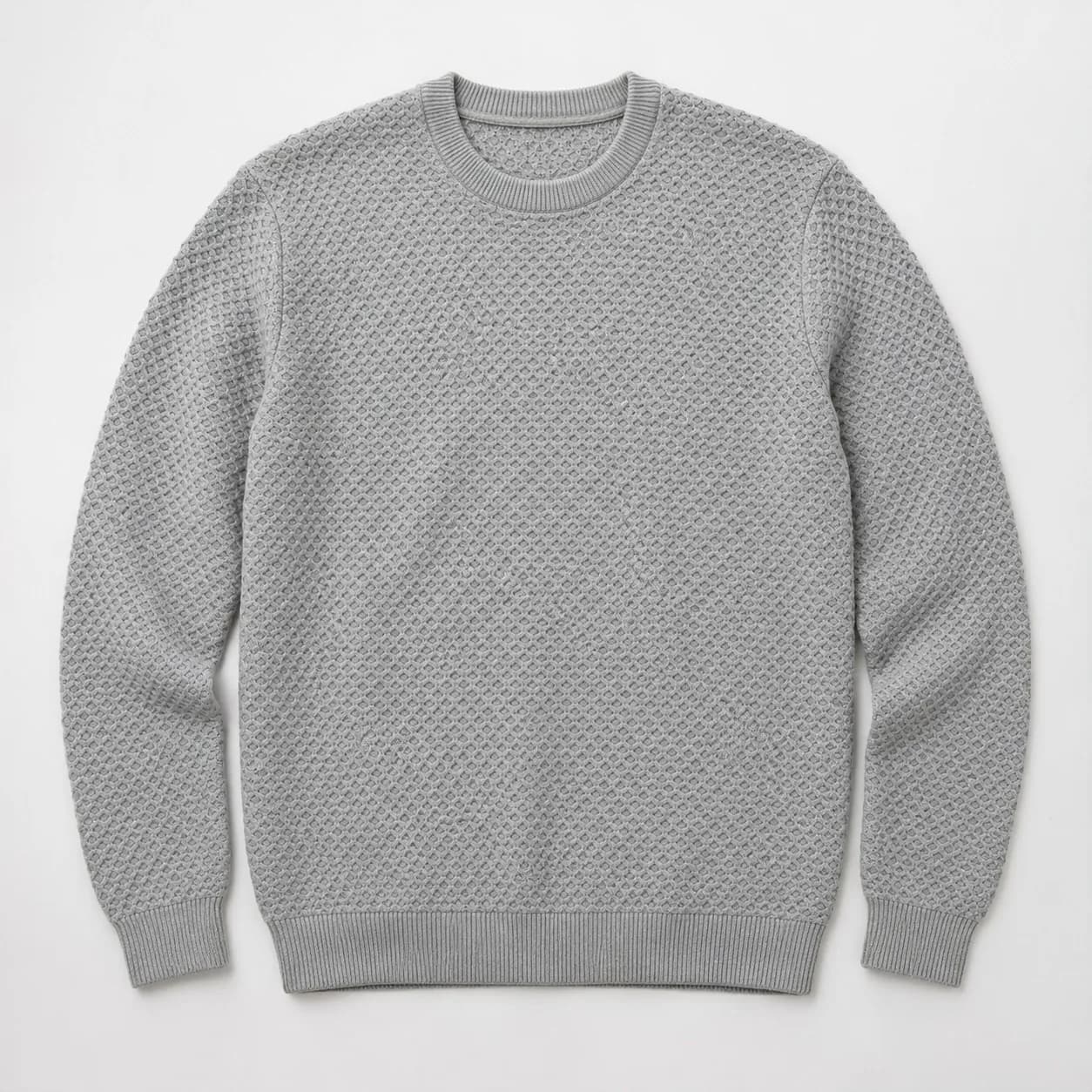 Mens Cotton Honeycomb Crew Sweater - front reference (AI development concept)