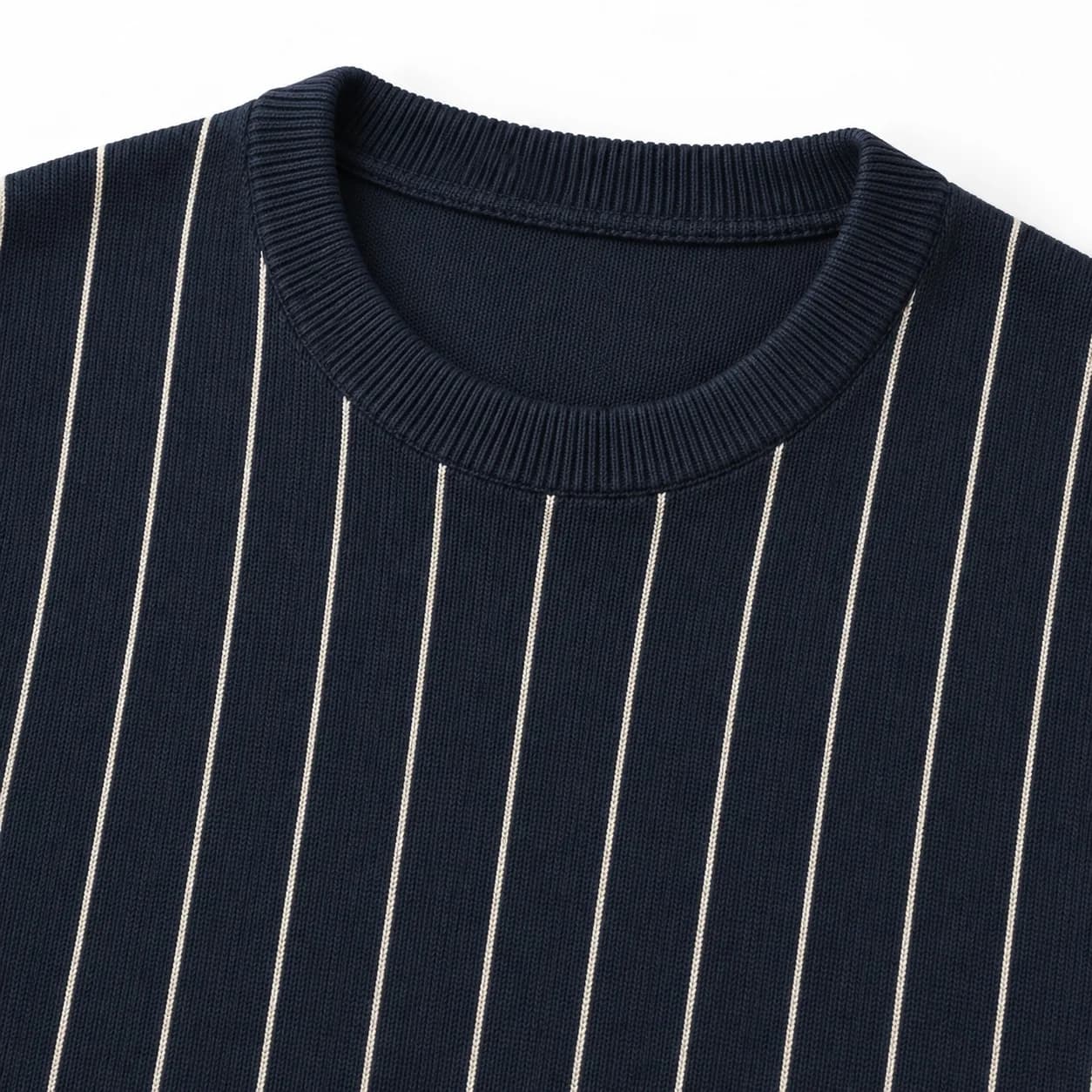 Mens Chalk-Stripe Jacquard Crew - trim reference (AI development concept)