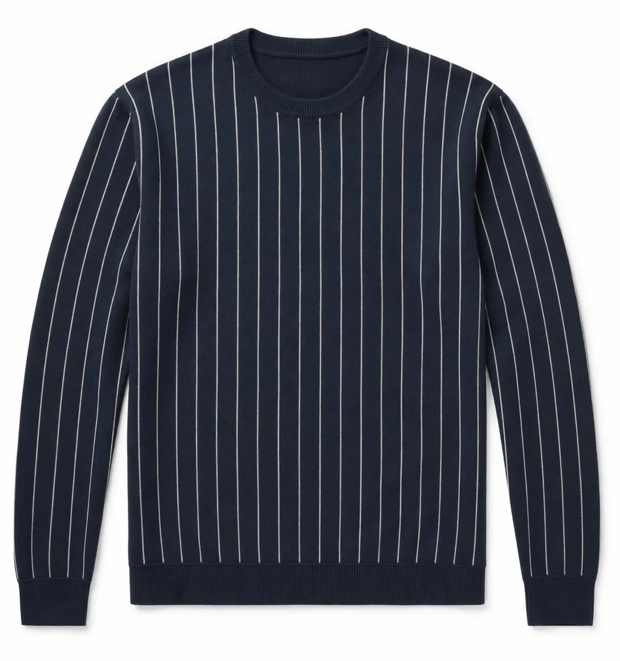 Mens Chalk-Stripe Jacquard Crew - front reference (AI development concept)