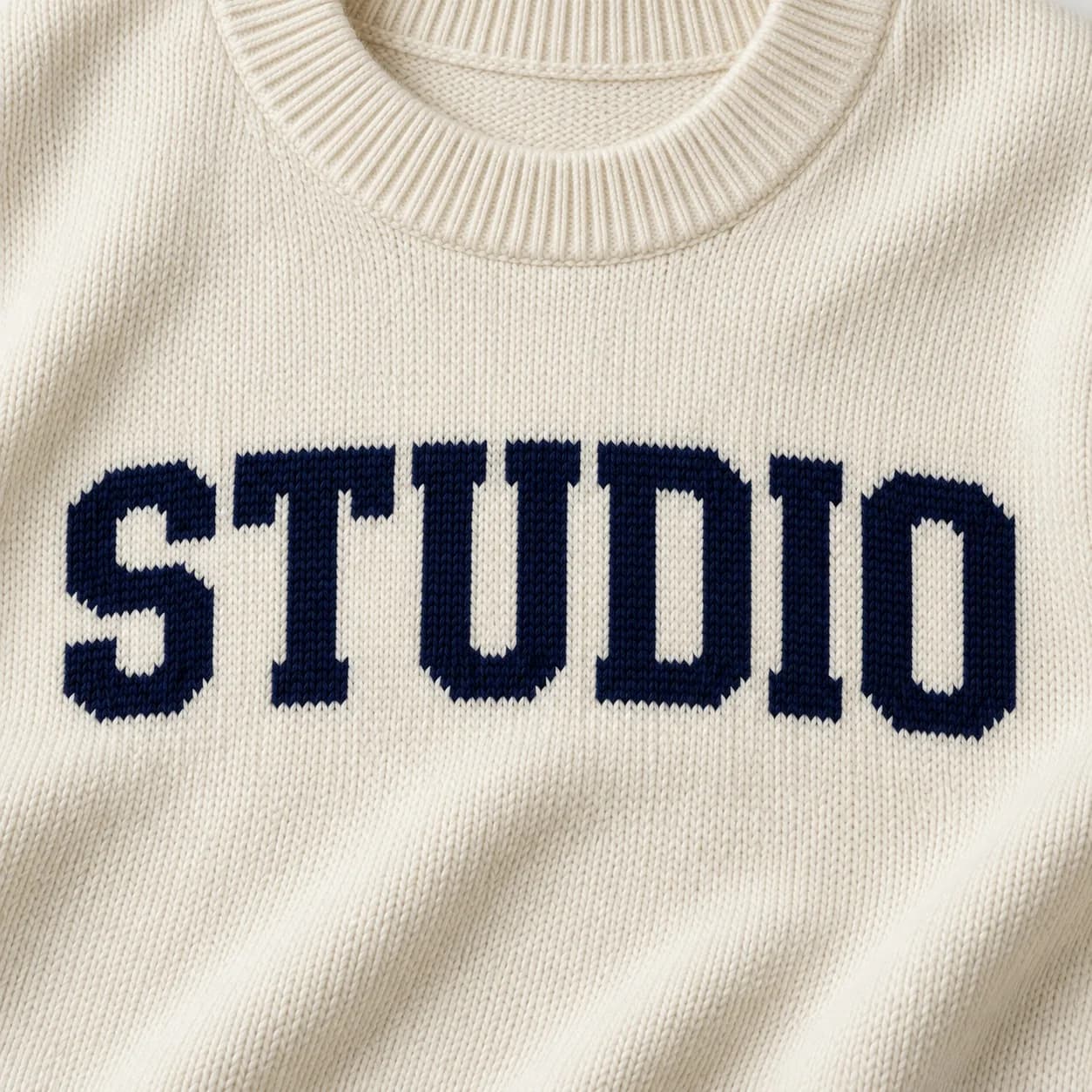 Men's Cotton Lettering Jacquard Crew-Neck Sweater - texture reference (AI development concept)