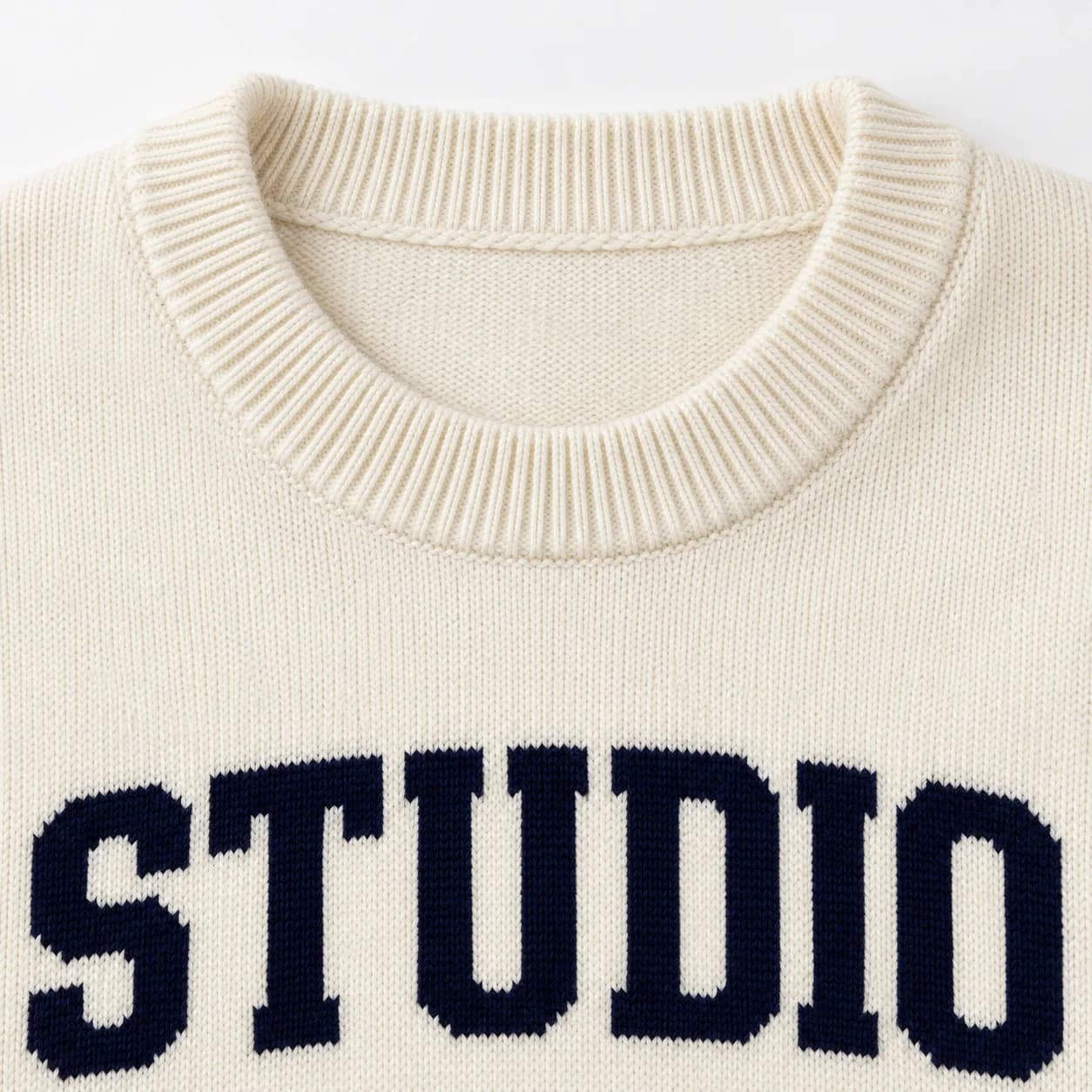 Men's Cotton Lettering Jacquard Crew-Neck Sweater - trim reference (AI development concept)