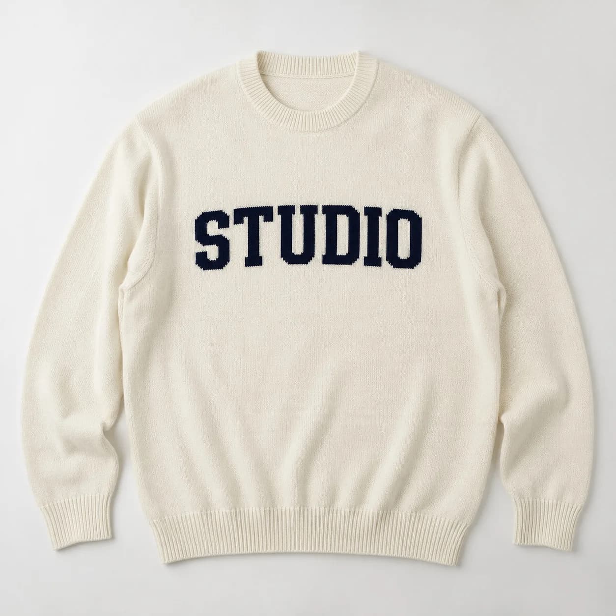 Men's Cotton Lettering Jacquard Crew-Neck Sweater - front reference (AI development concept)