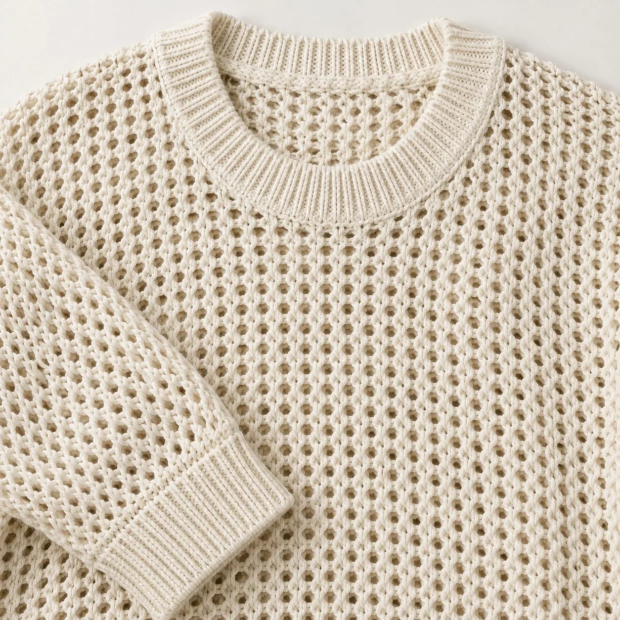 Mens Cotton-Linen Openwork Crew - texture reference (AI development concept)