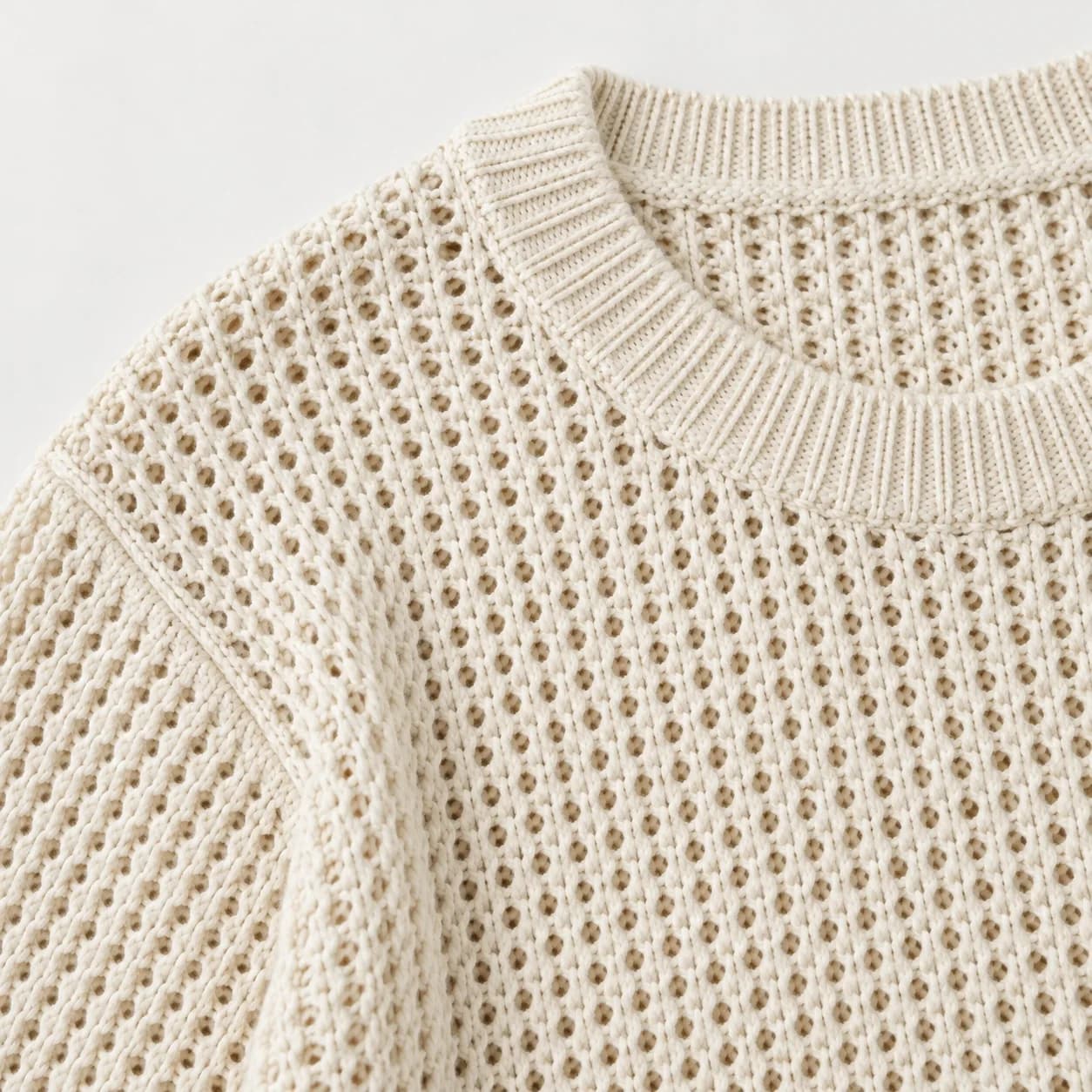 Mens Cotton-Linen Openwork Crew - trim reference (AI development concept)