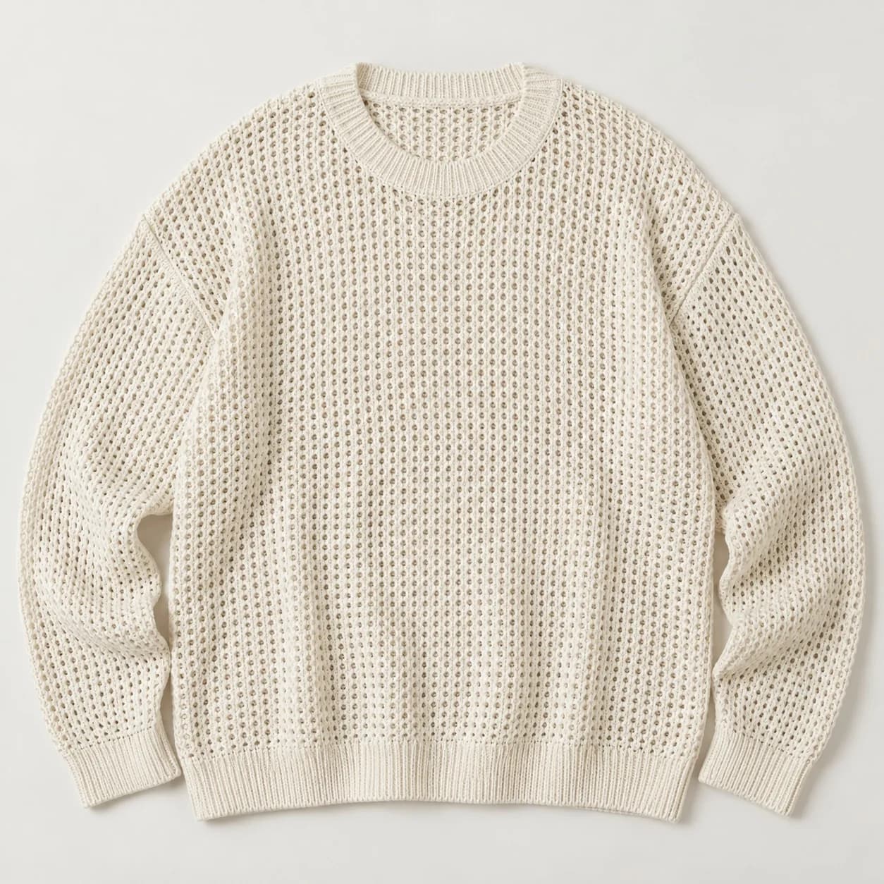 Mens Cotton-Linen Openwork Crew - front reference (AI development concept)