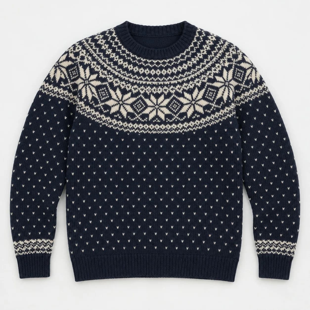 Men's Nordic Dotted Jacquard Crew Sweater - front reference (AI development concept)