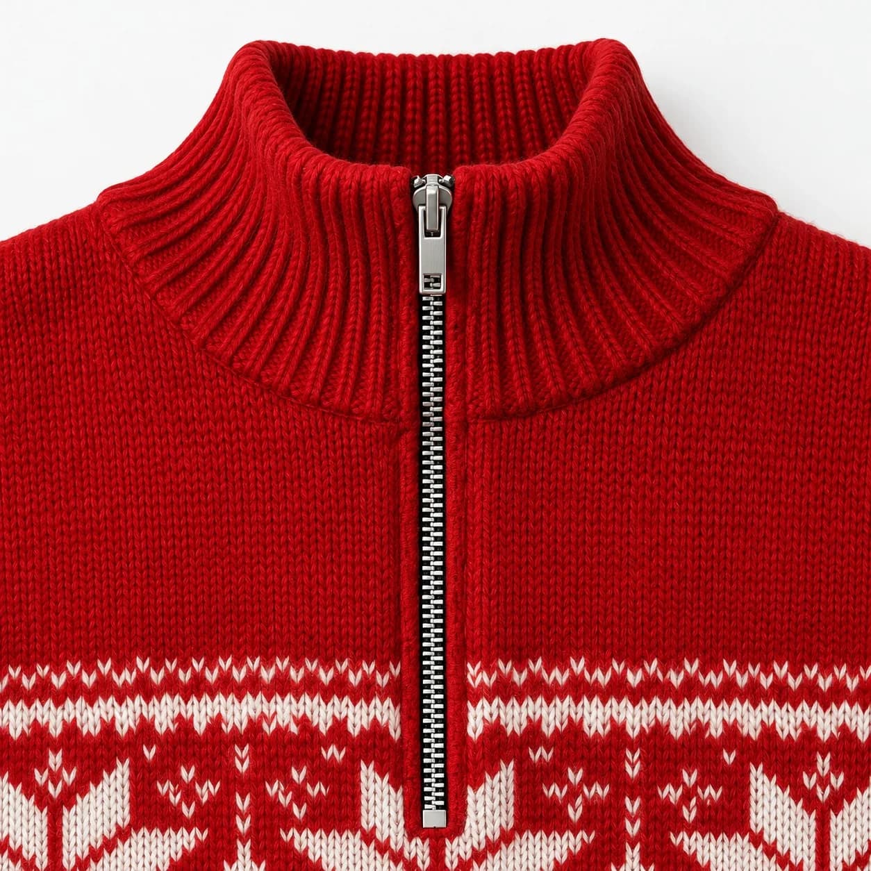 Men's Snowflake Jacquard Half-Zip Sweater - trim reference (AI development concept)
