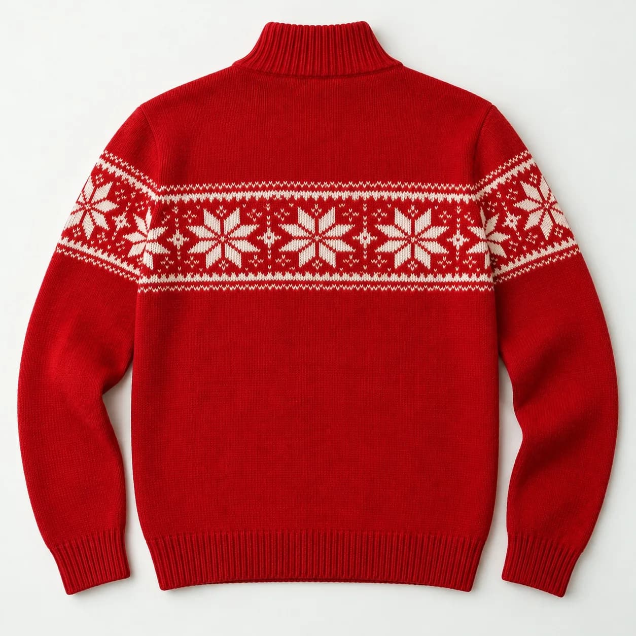 Men's Snowflake Jacquard Half-Zip Sweater - back reference (AI development concept)