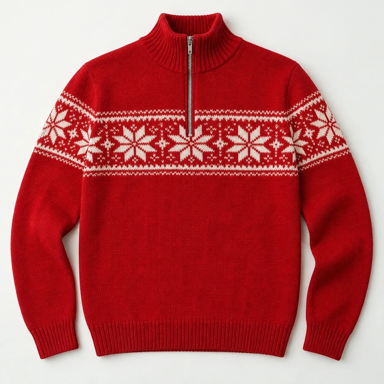 Men's Snowflake Jacquard Half-Zip Sweater - front reference (AI development concept)
