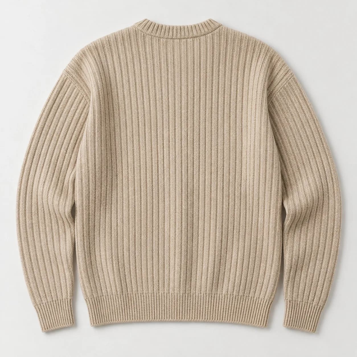 Mens Wool-Cashmere Wide-Rib Crew - back reference (AI development concept)