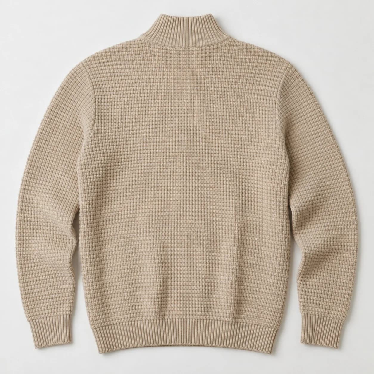 Mens Cotton-Wool Waffle Half-Zip - back reference (AI development concept)