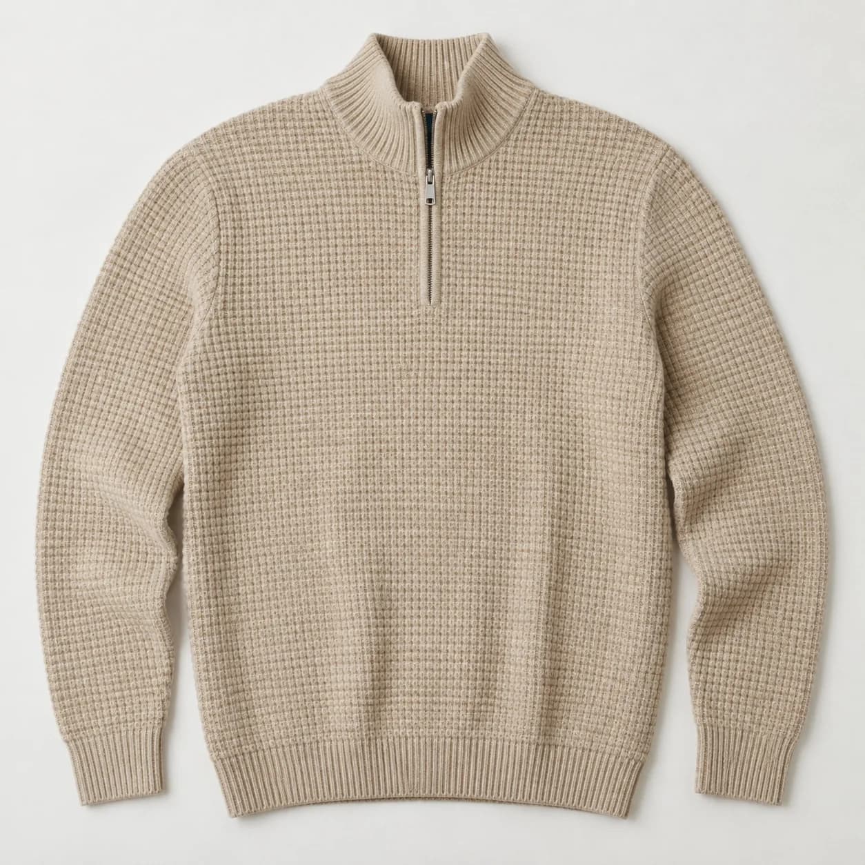 Mens Cotton-Wool Waffle Half-Zip - front reference (AI development concept)