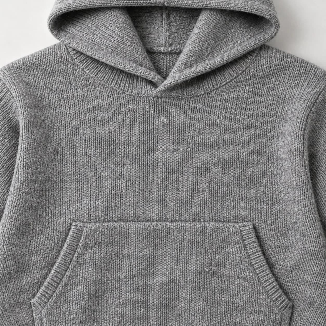 Mens Cotton-Wool Pullover Knit Hoodie - texture reference (AI development concept)