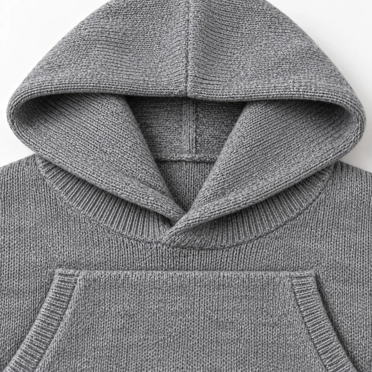 Mens Cotton-Wool Pullover Knit Hoodie - trim reference (AI development concept)