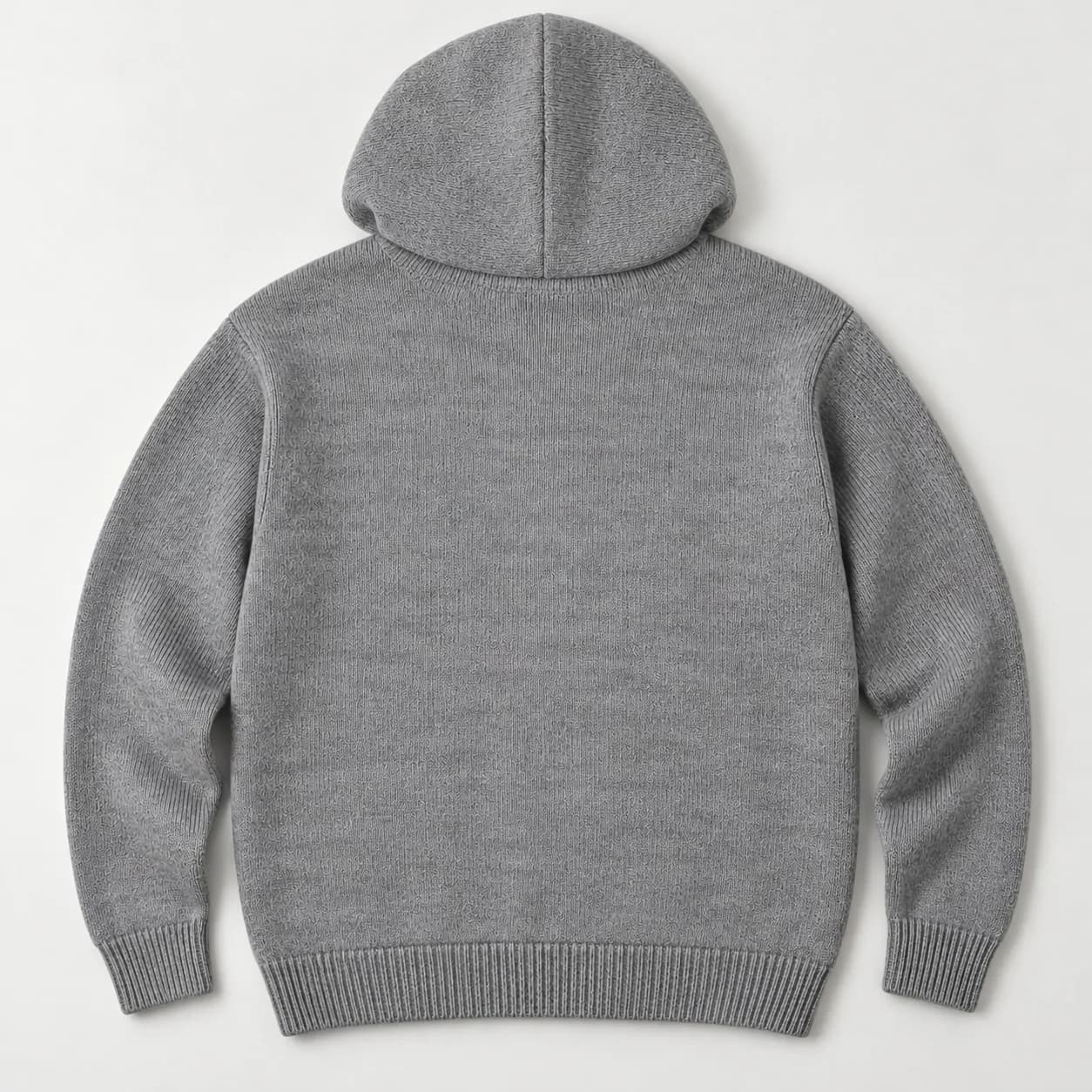 Mens Cotton-Wool Pullover Knit Hoodie - back reference (AI development concept)