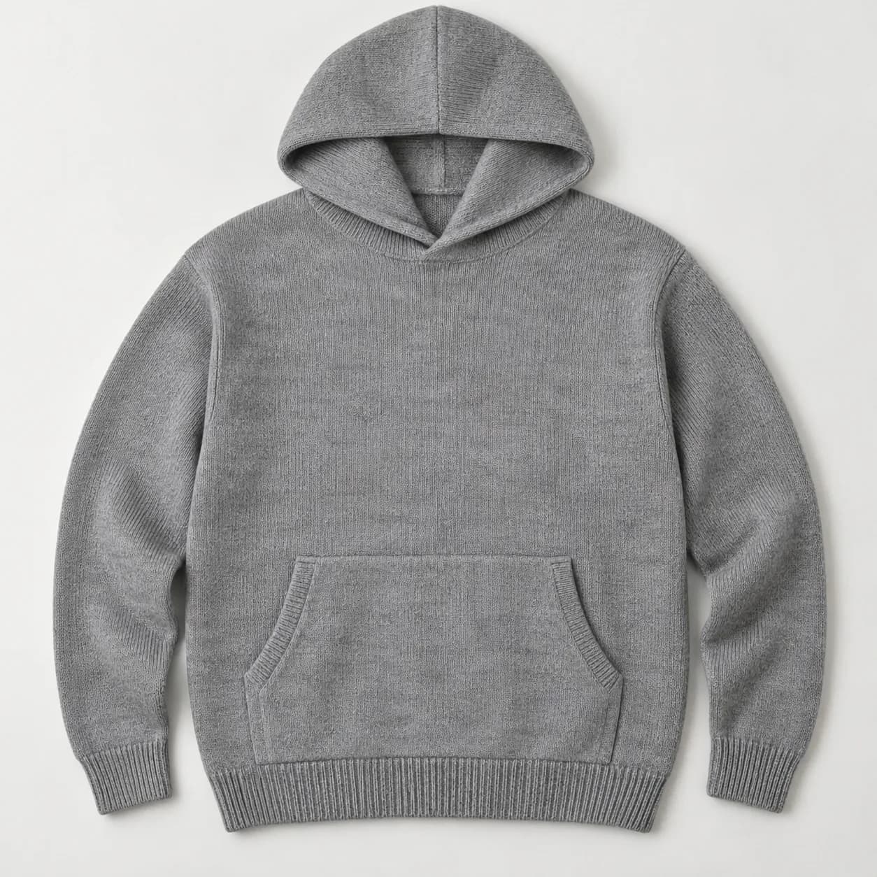 Mens Cotton-Wool Pullover Knit Hoodie - front reference (AI development concept)