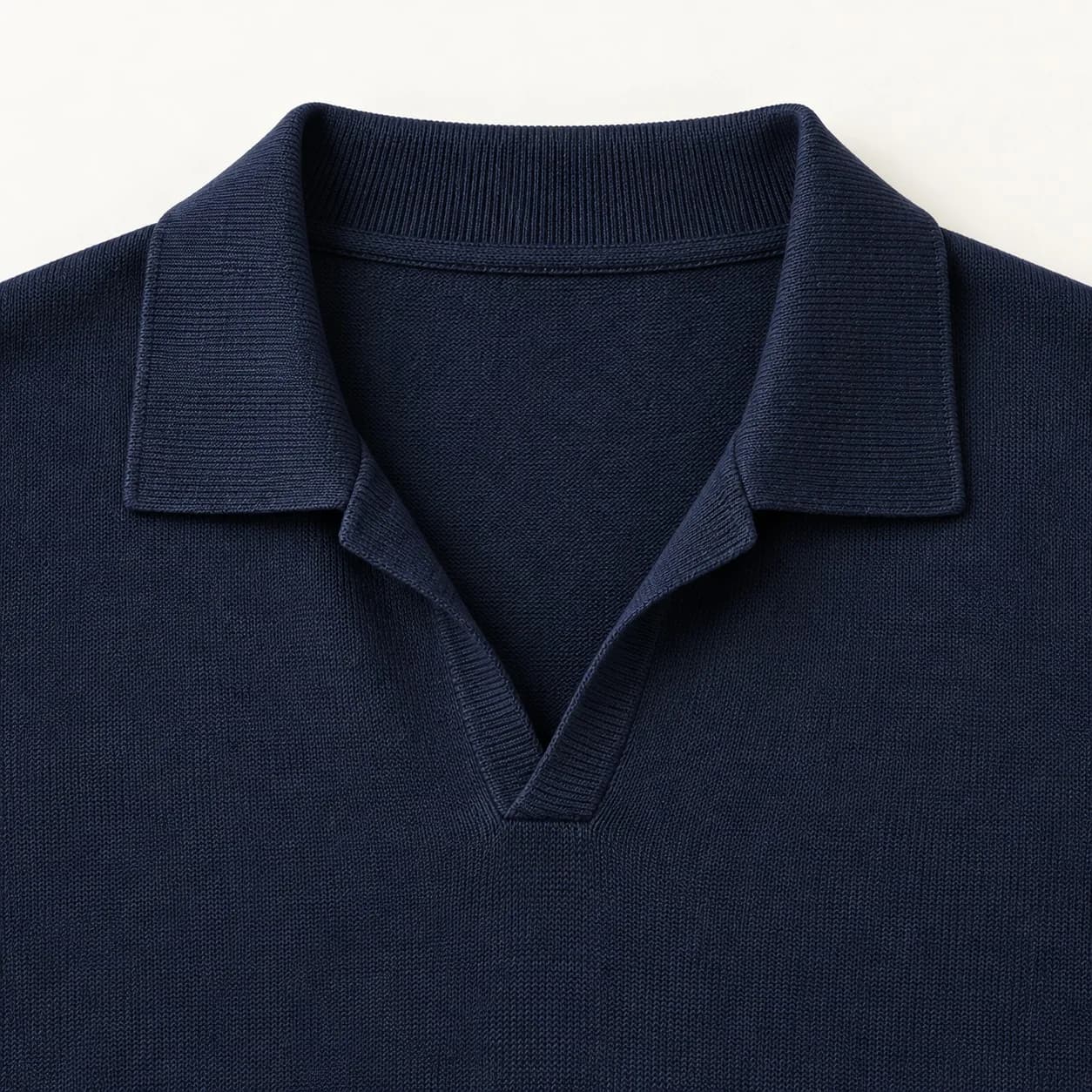 Mens Mercerized-Cotton Johnny-Collar Polo - trim reference (AI development concept)