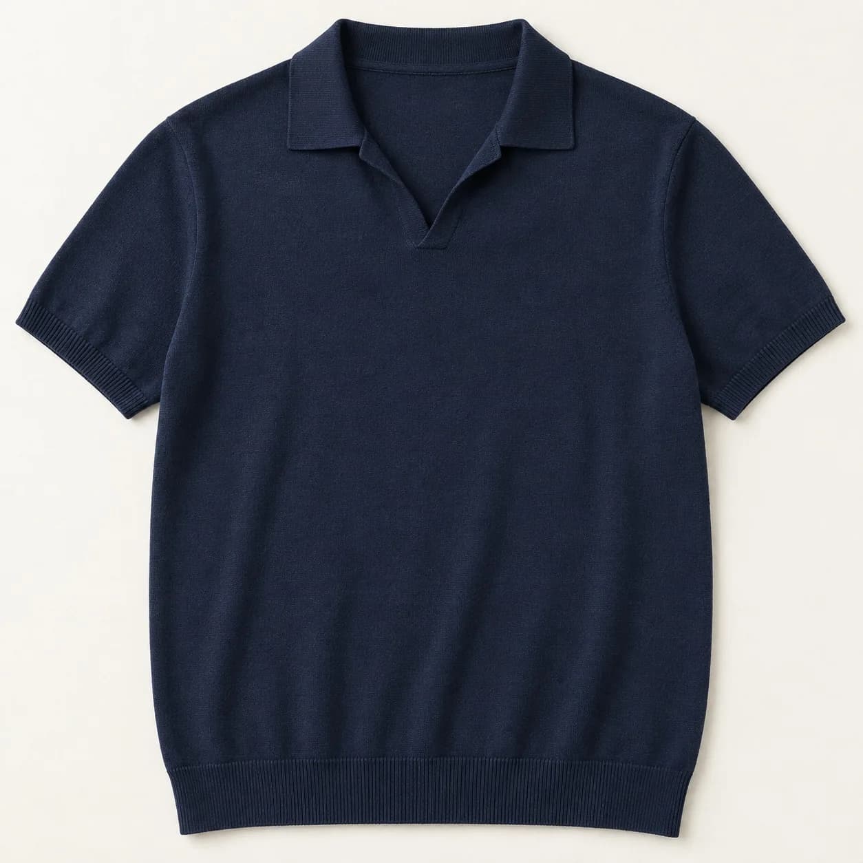 Mens Mercerized-Cotton Johnny-Collar Polo - front reference (AI development concept)