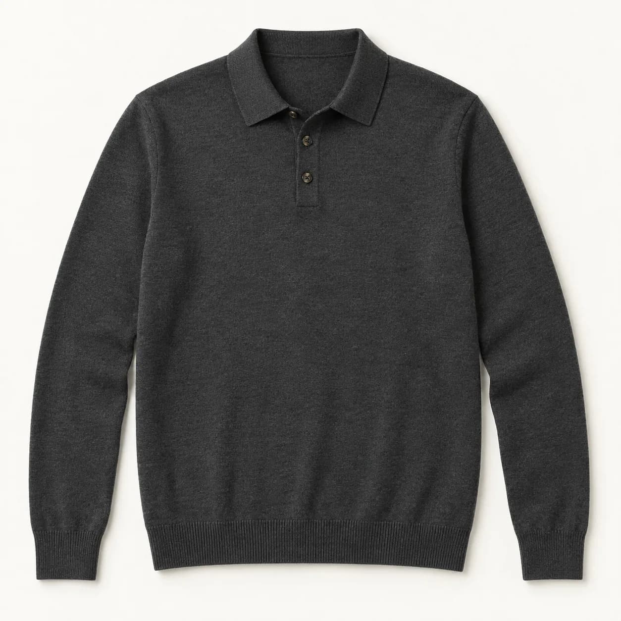 Mens Merino-Blend Long-Sleeve Polo - front reference (AI development concept)