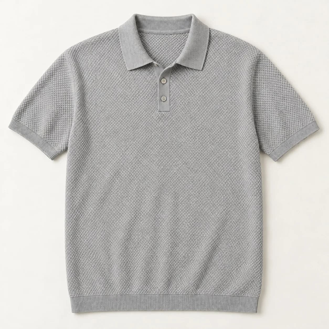 Mens Cotton Honeycomb Knit Polo - front reference (AI development concept)