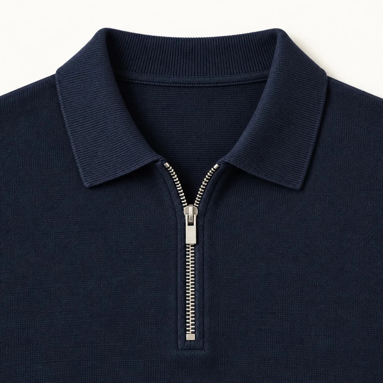 Mens Mercerized-Cotton Short-Zip Polo - trim reference (AI development concept)