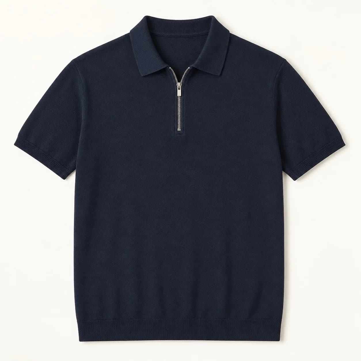 Mens Mercerized-Cotton Short-Zip Polo - front reference (AI development concept)
