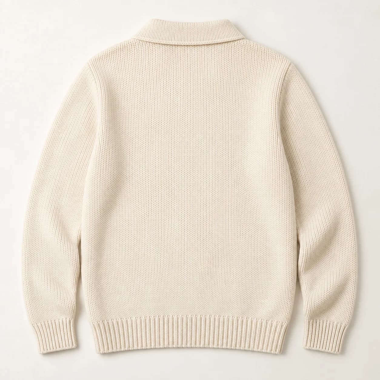 Mens Cable-Panel Long-Sleeve Polo - back reference (AI development concept)