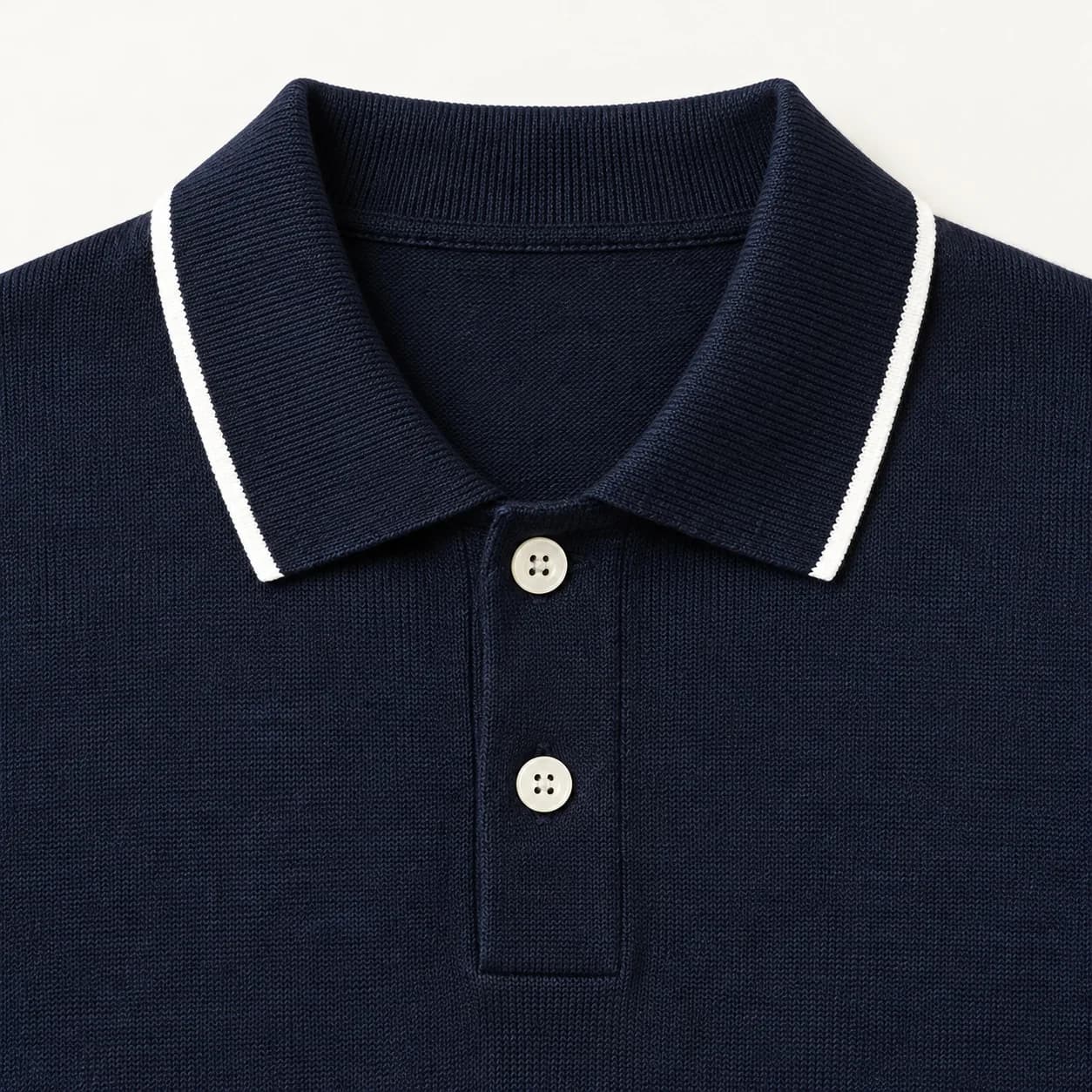 Mens Tipped Cotton-Linen Knit Polo - trim reference (AI development concept)