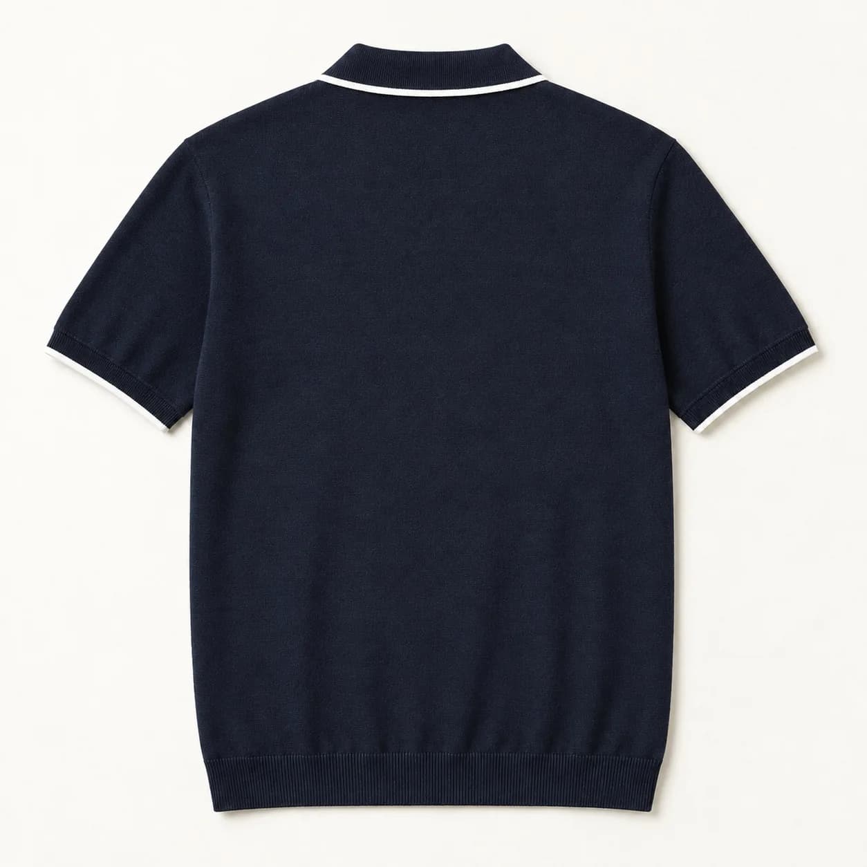 Mens Tipped Cotton-Linen Knit Polo - back reference (AI development concept)