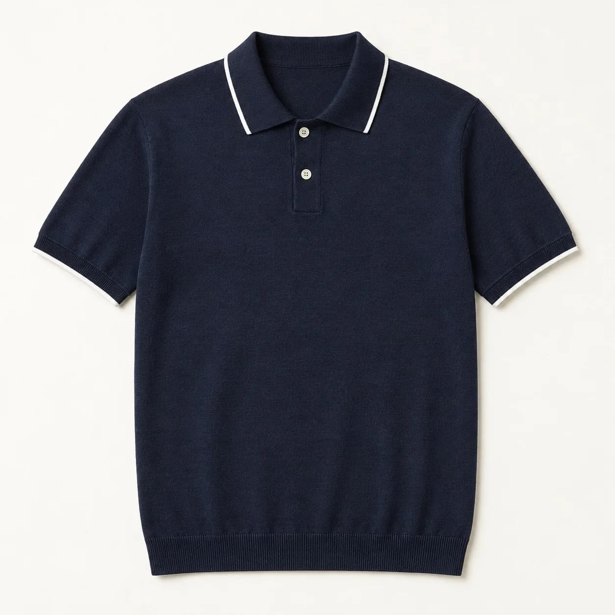 Mens Tipped Cotton-Linen Knit Polo - front reference (AI development concept)