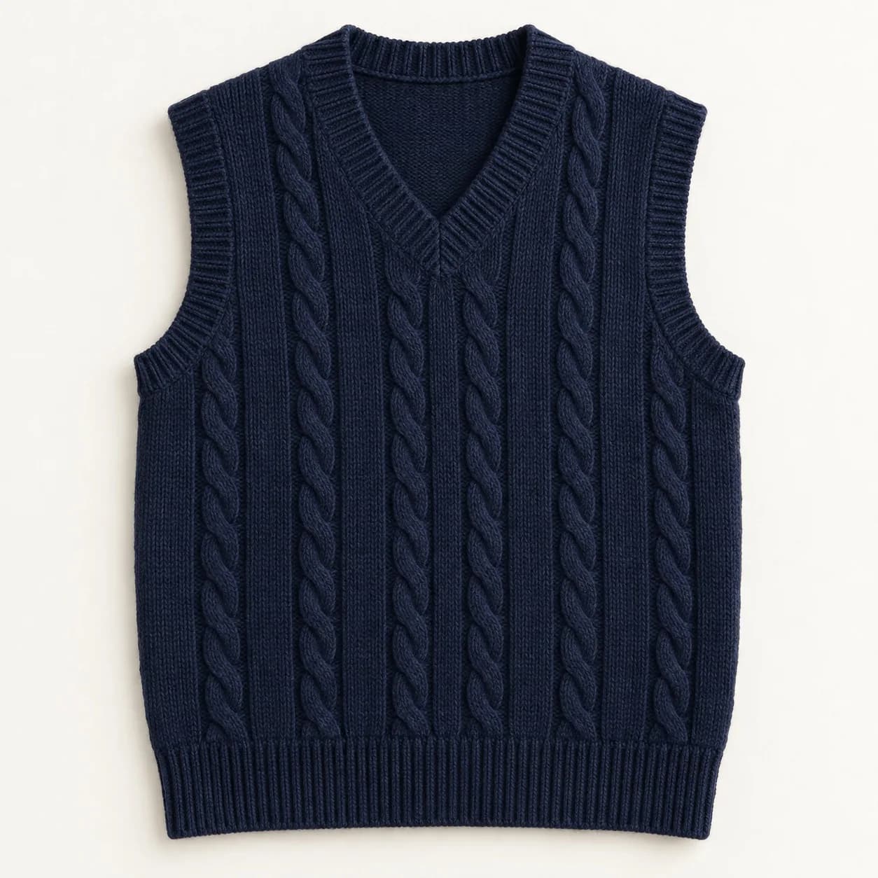 Mens Cable V-Neck Sweater Vest - front reference (AI development concept)