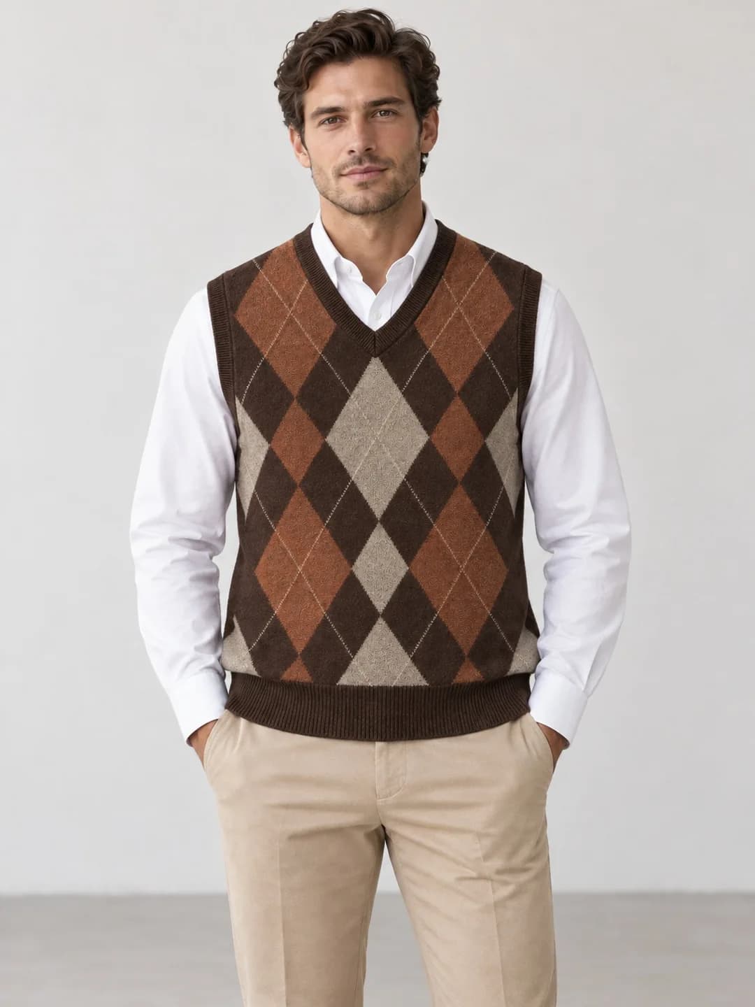 Mens Tonal Argyle Sweater Vest - model or use reference (AI development concept)