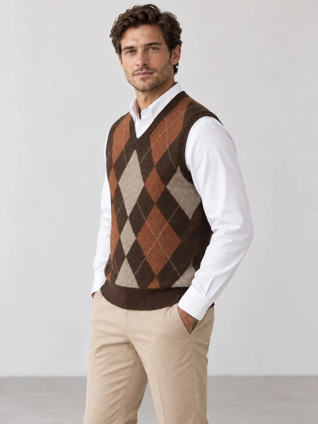 Mens Tonal Argyle Sweater Vest - side reference (AI development concept)