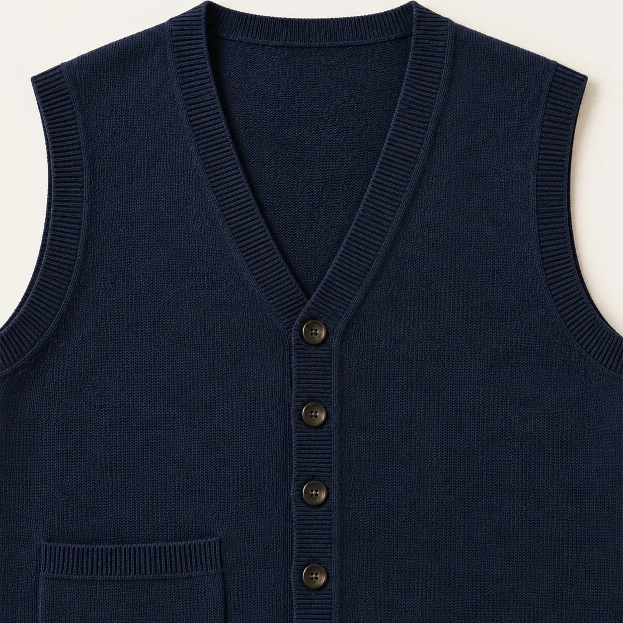 Mens Five-Button Knit Waistcoat - trim reference (AI development concept)