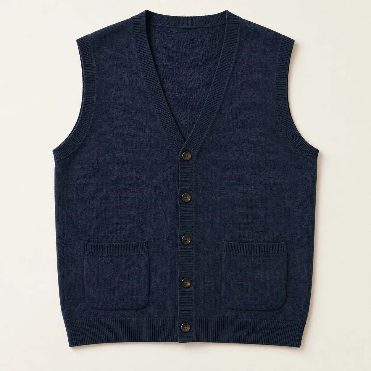 Mens Five-Button Knit Waistcoat - front reference (AI development concept)