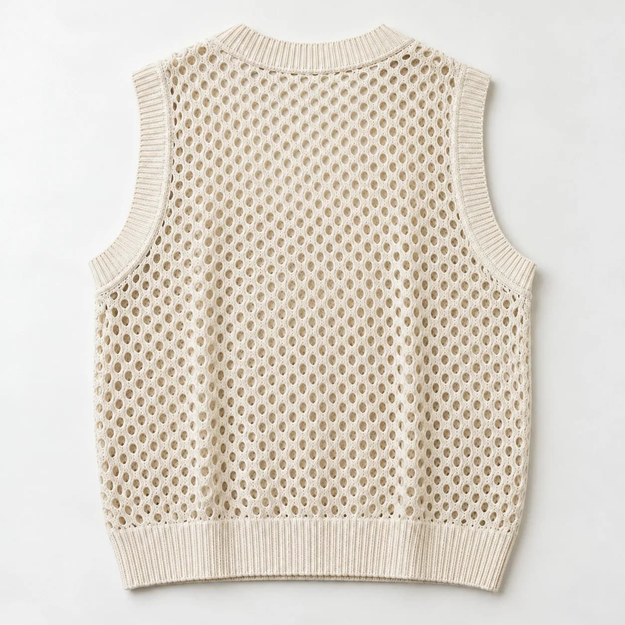 Mens Oversized Open-Knit Cotton Vest - back reference (AI development concept)