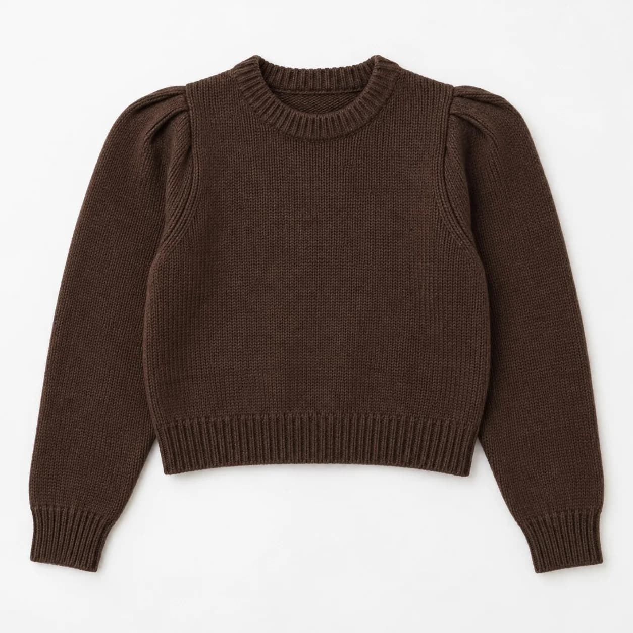 Womens Sculpted-Shoulder Boxy Crew Sweater - front reference (AI development concept)
