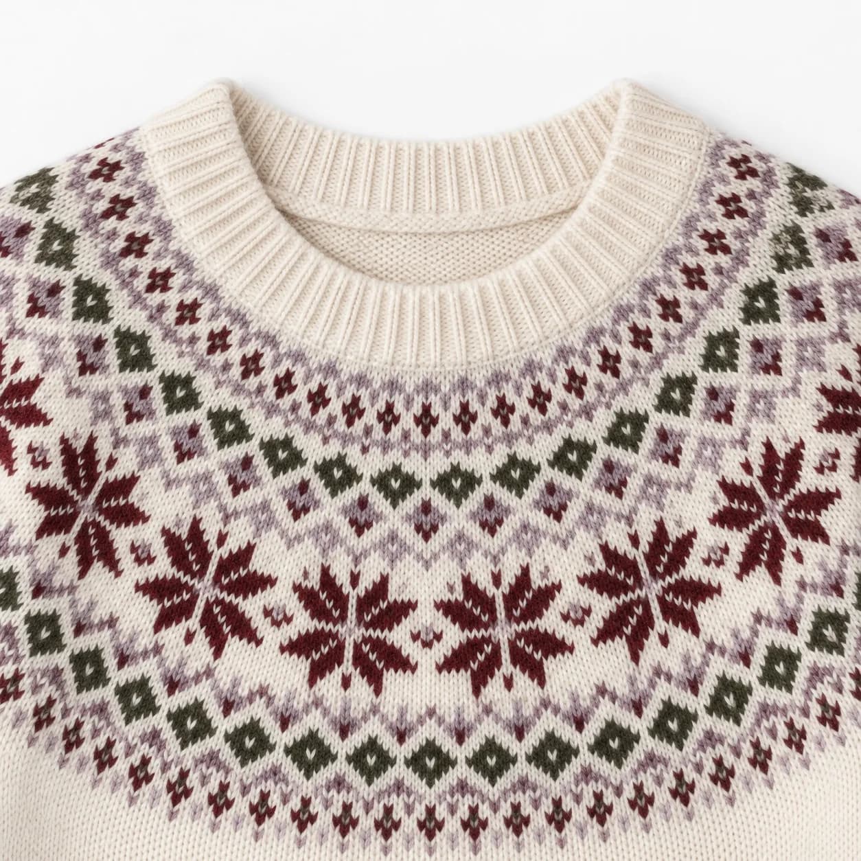 Women's Fair Isle Round-Yoke Sweater - trim reference (AI development concept)
