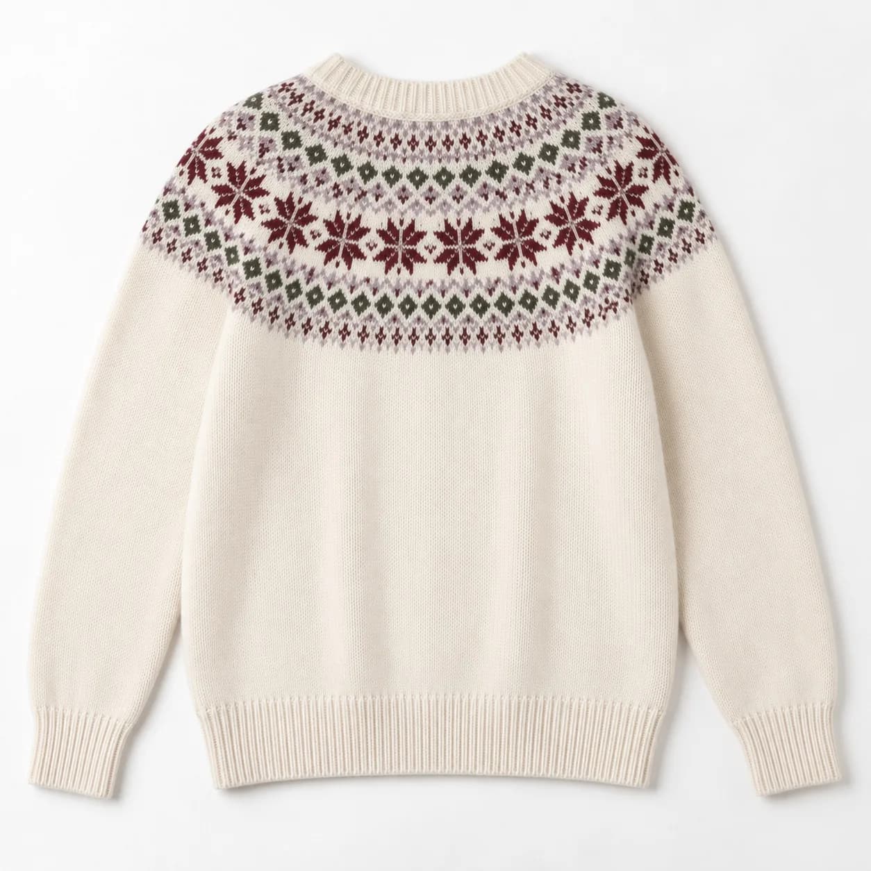 Women's Fair Isle Round-Yoke Sweater - back reference (AI development concept)