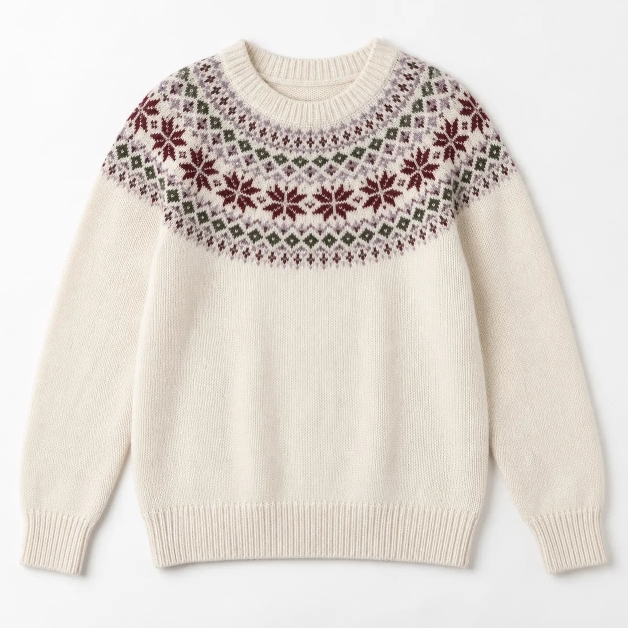 Women's Fair Isle Round-Yoke Sweater - front reference (AI development concept)