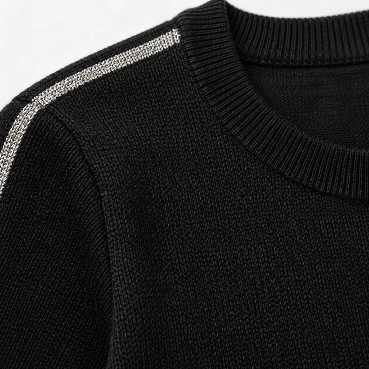Womens Metallic Sleeve-Stripe Fine-Knit Sweater - texture reference (AI development concept)