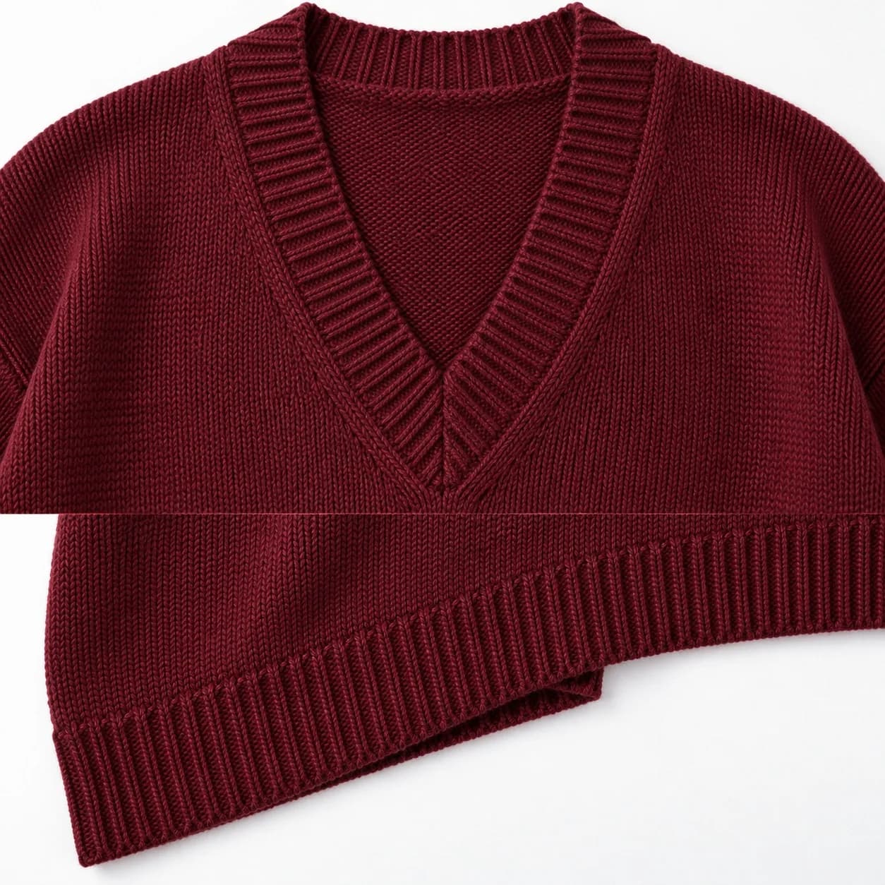 Women's Asymmetric-Hem Deep V-Neck Sweater - trim reference (AI development concept)