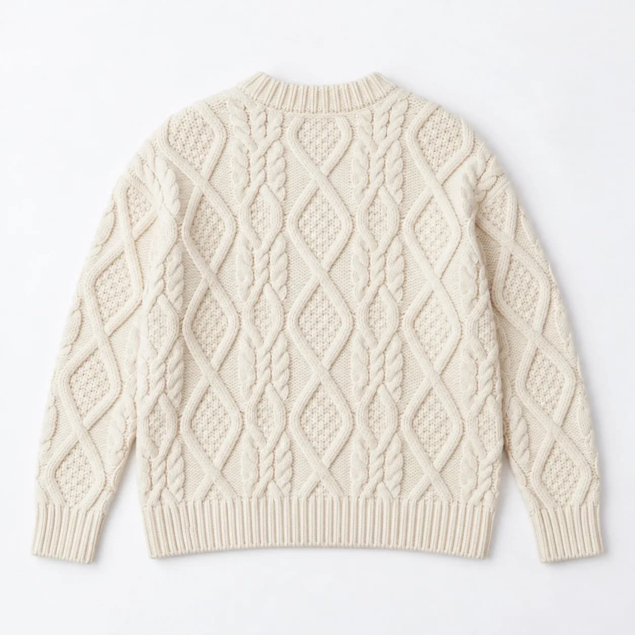 Women's Chunky Lozenge-Cable Crew-Neck Sweater - back reference (AI development concept)