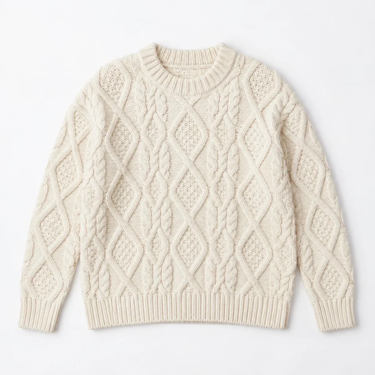Women's Chunky Lozenge-Cable Crew-Neck Sweater - front reference (AI development concept)