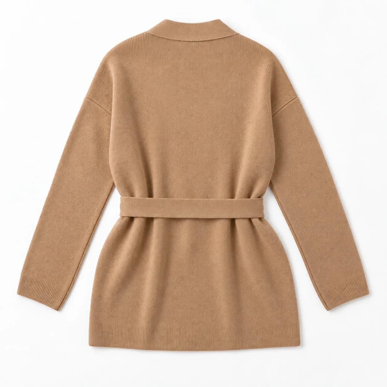 Women's Fine-Gauge Belted Wrap Cardigan - back reference (AI development concept)