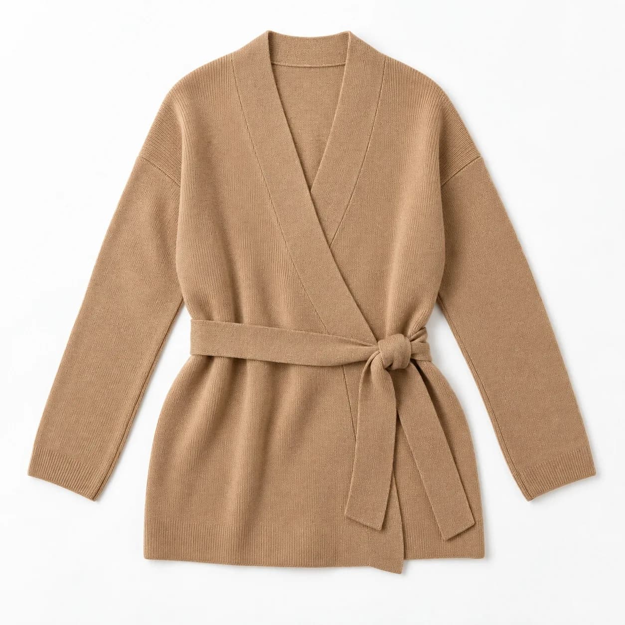 Women's Fine-Gauge Belted Wrap Cardigan - front reference (AI development concept)