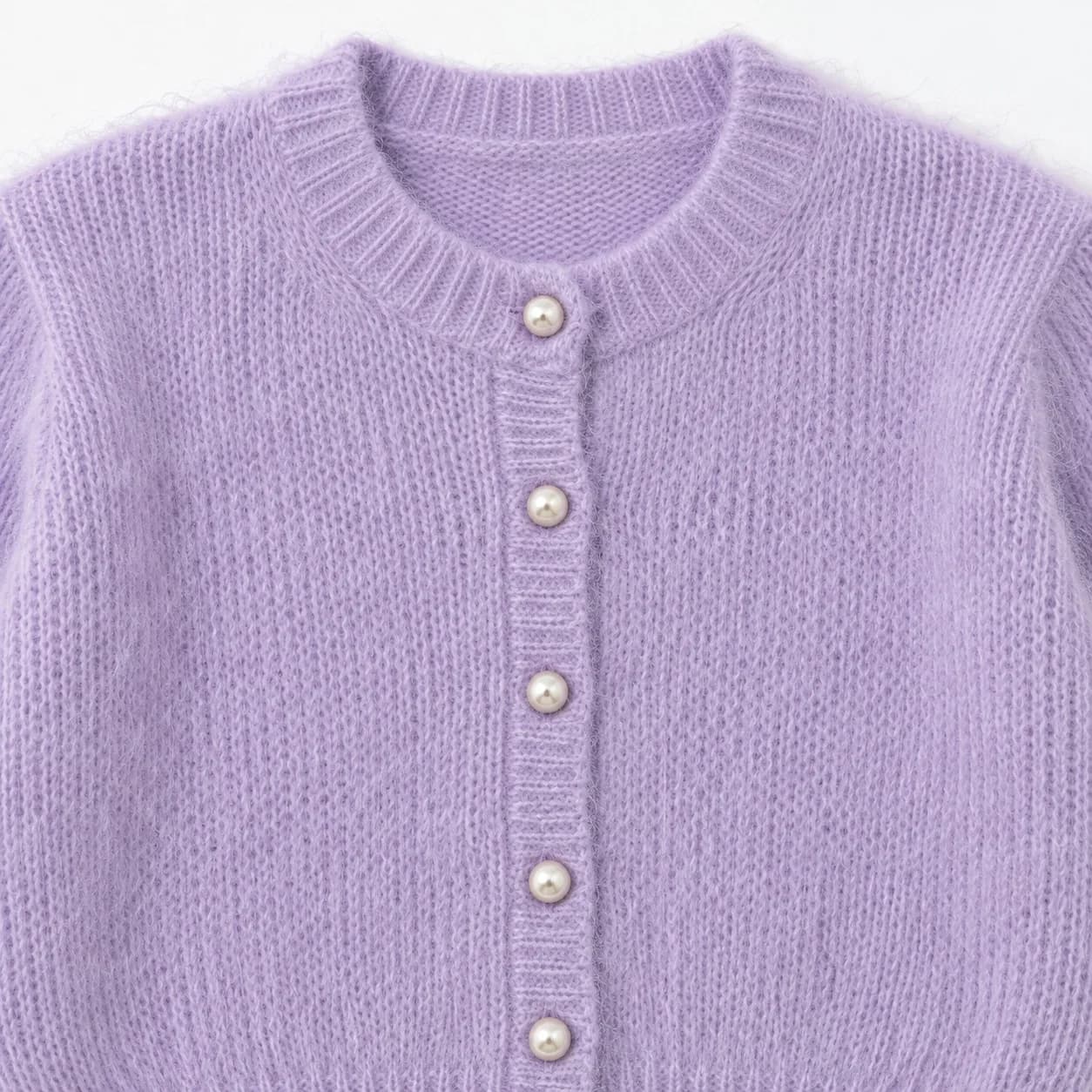 Women's Cropped Mohair-Blend Button Cardigan - trim reference (AI development concept)