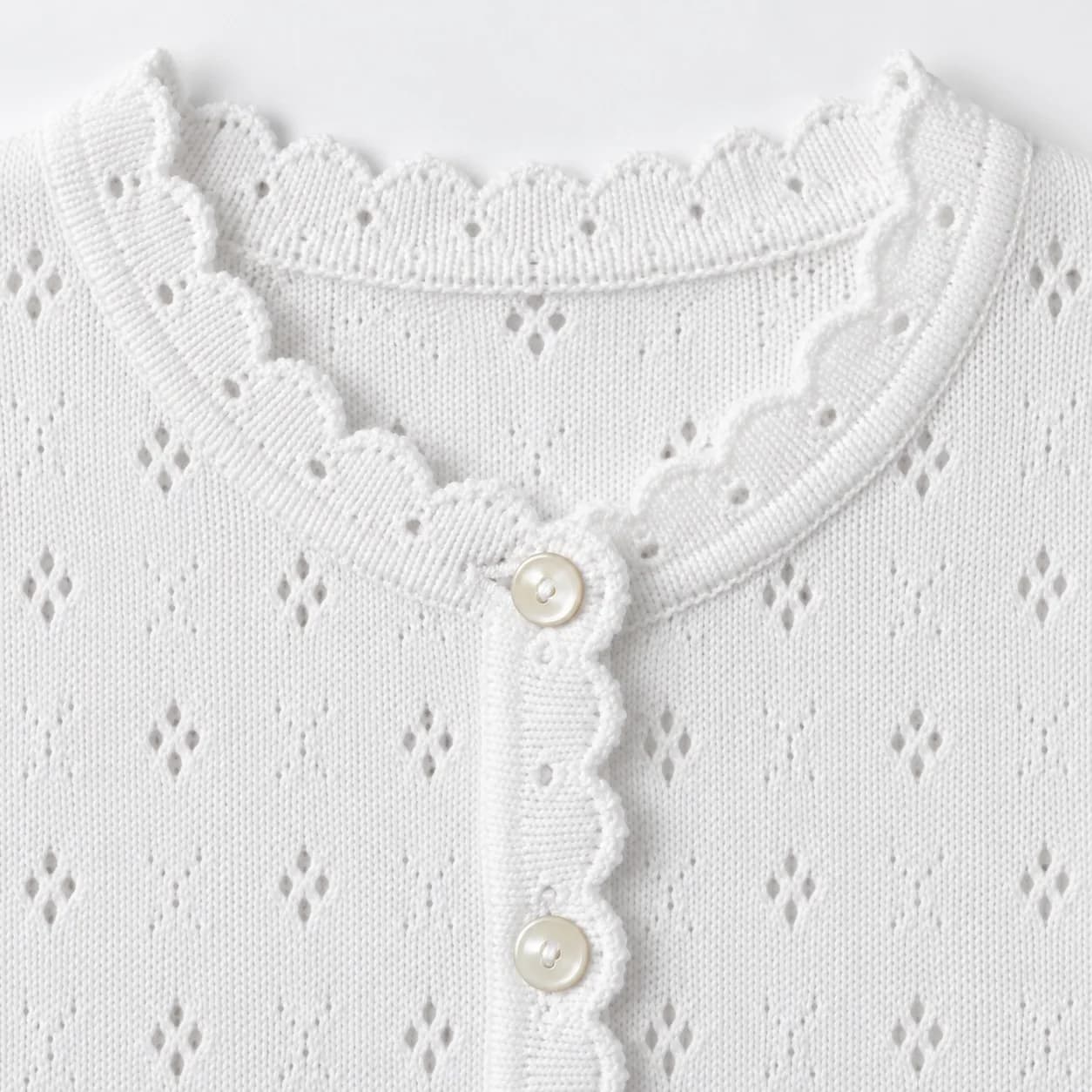 Women's Pointelle Lace-Edge Cotton Cardigan - trim reference (AI development concept)